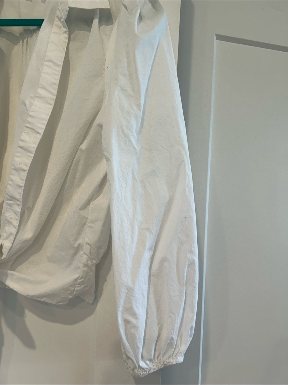 Calvin Klein White Front-Tie Puff Sleeve Shirt - Picture 2 of 4